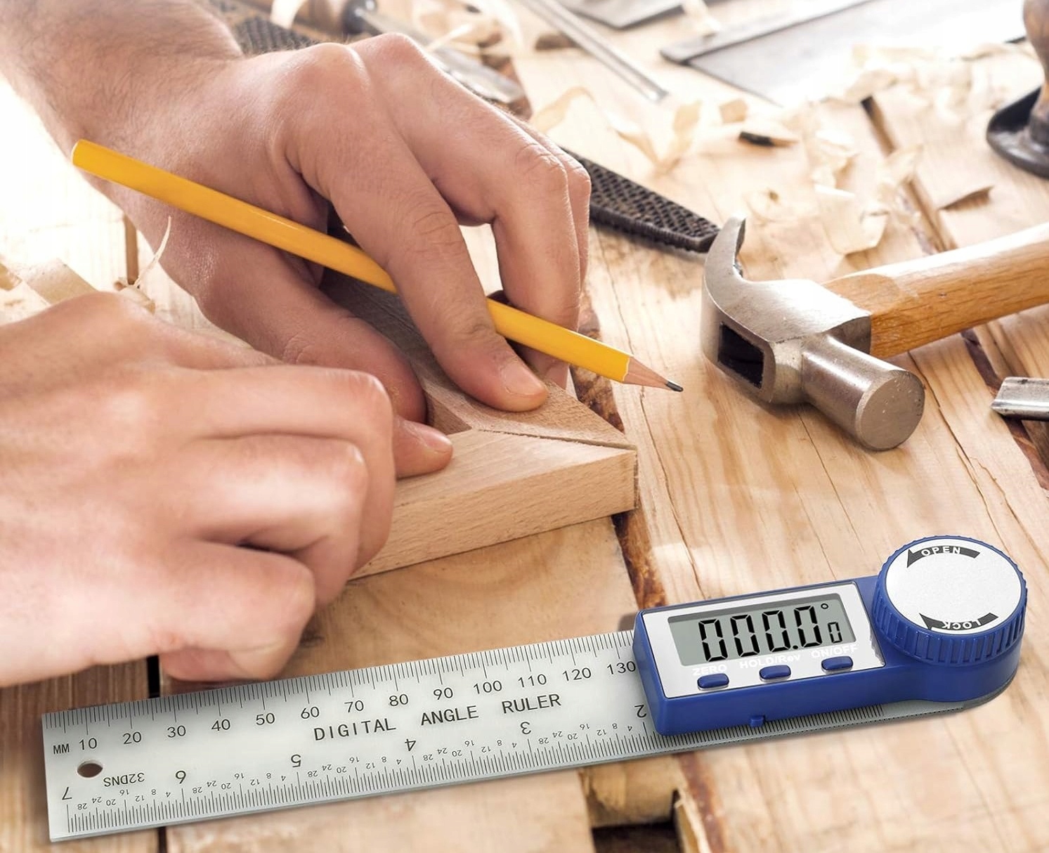 digitálny uhlomer s pravítkom